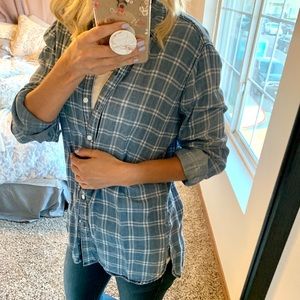 Checkered Chambray Top